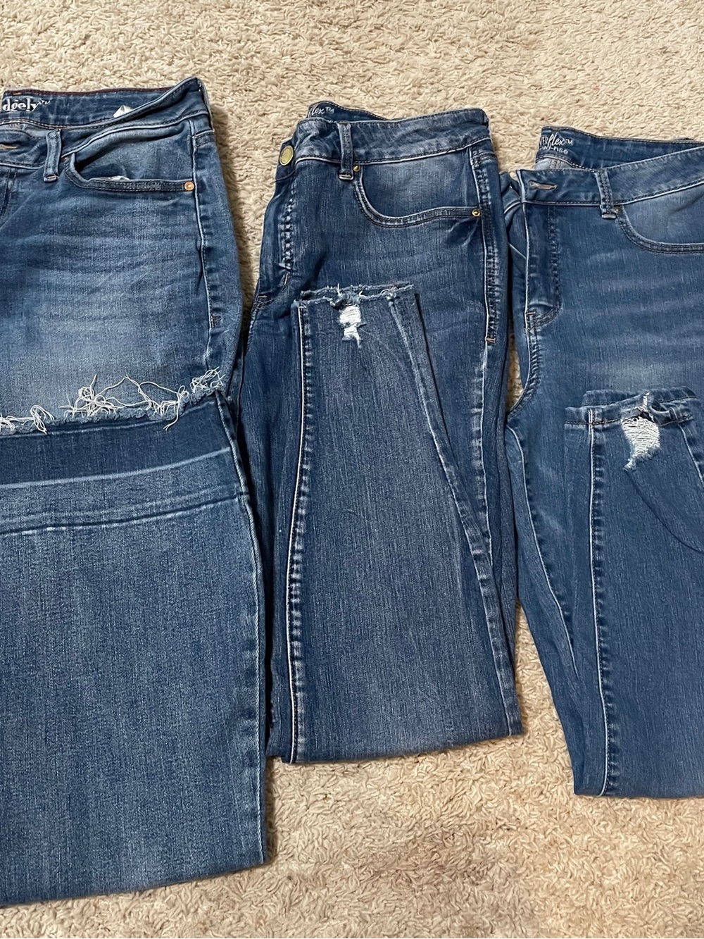 Lot of Maurices Women’s Dark Blue Distressed Jeans, 3 pairs, size 14